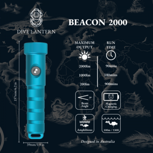 ΦΑΚΟΣ ΚΑΤΑΔΥΣΗΣ DIVE LANTERN BEACON 2000lm // ΜΑΥΡΟΣ