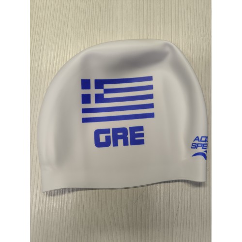 ΣΚΟΥΦΑΚΙ ΣΙΛΙΚΟΝΗΣ AQUA SPEED GREEK FLAG ΛΕΥΚΟ