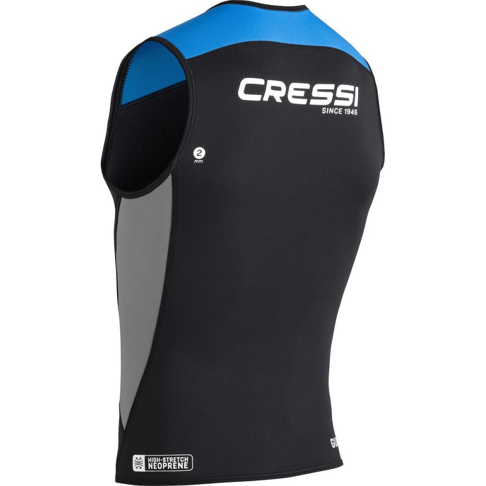 CRESSI Guardian γιλέκο με φερμουάρ για κολύμβηση και θαλάσσια σπορ, neoprene 2mm Μαύρο // Μπλε
