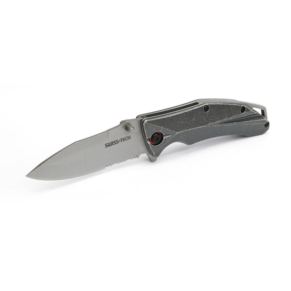 SWISS+TECH Aluminum Serrated Folding Knife