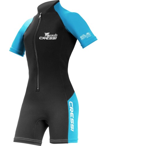 CRESSI TIBURON LADY SHORTY WETSUIT BLACK/AQUAMARINE 2mm
