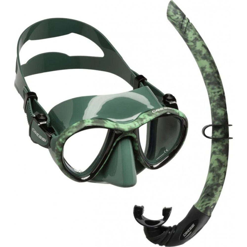 CressiSub Μάσκα Θαλάσσης Set σε Πράσινο χρώμα METIS + CORSICA COMBO GREEN HUNTER