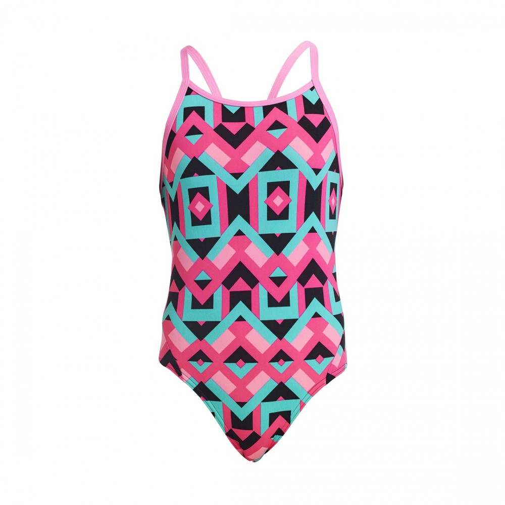 Παιδικό μαγιό ολόσωμο FUNKITA Girl's Diamond Back One Piece - Square Stare