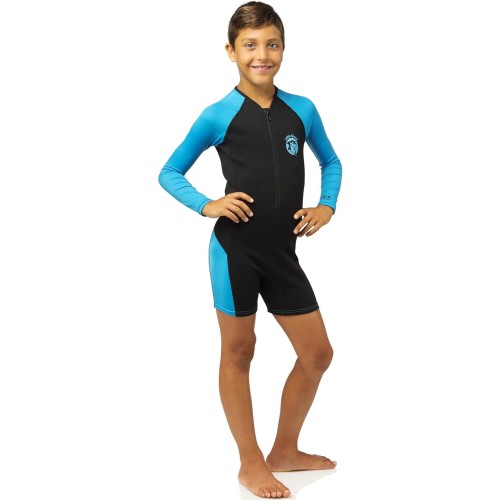 Παιδική στολή κολύμβησης Cressi Little Shark Shorty μακρύ μανίκι μαύρο/μπλε