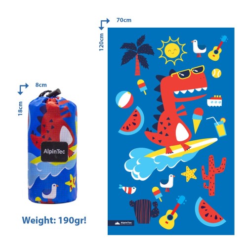 Πετσέτα ALPINTEC Microfiber DryFast Kids 70×120 Dino
