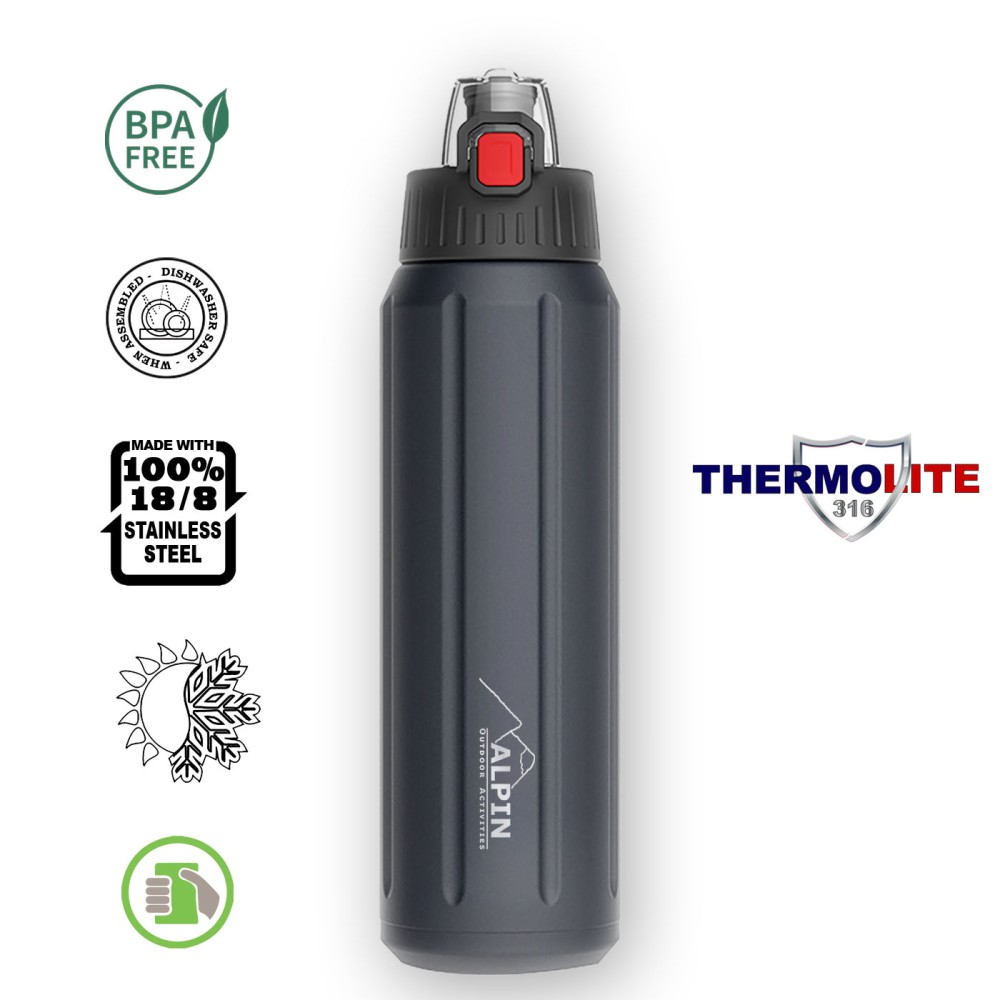 ALPIN Θερμός Ανοξείδωτο με Μόνωση 6 στρωμάτων 600ml - μαύρο