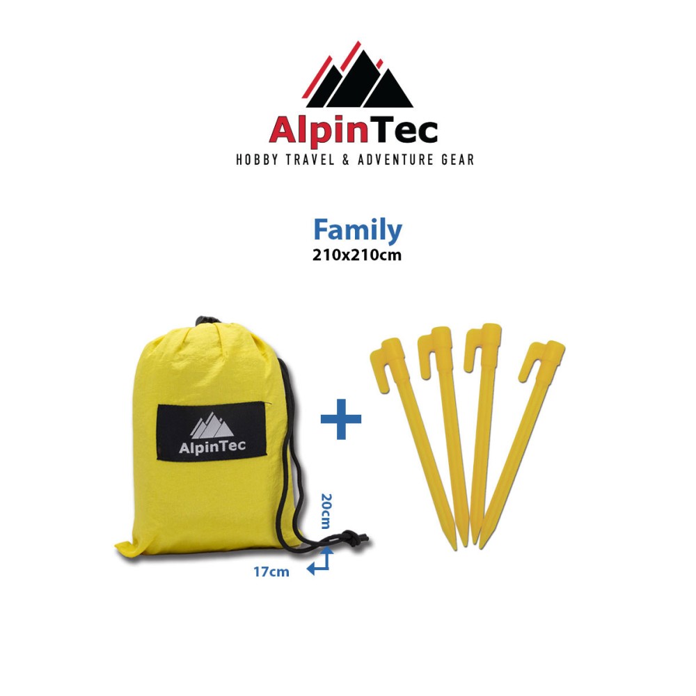 Προστατευτική ψάθα ALPINTEC Favour Family 210cm x 210cm - κίτρινο / ανθρακίτης / κίτρινο