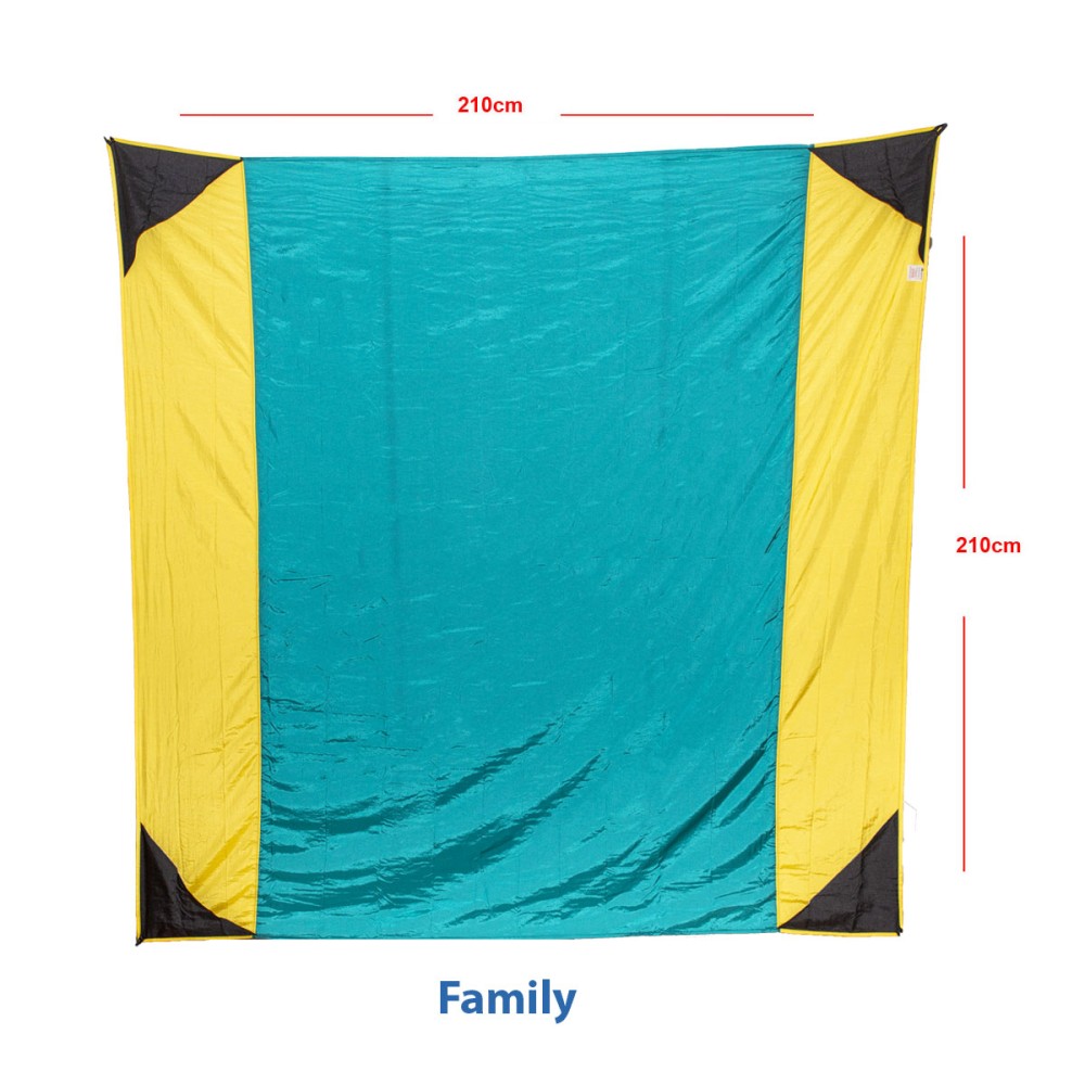 Προστατευτική ψάθα ALPINTEC Favour Family 210cm x 210cm - κίτρινο / σιέλ / κίτρινο