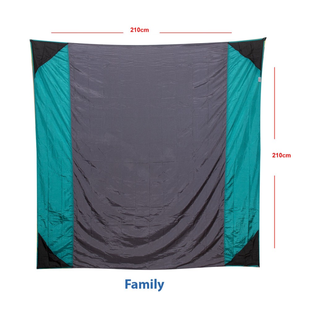 Προστατευτική ψάθα ALPINTEC Favour Family 210cm x 210cm - σιέλ / ανθρακίτης / σιέλ