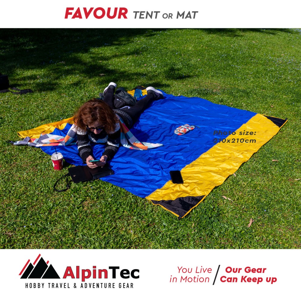 Προστατευτική ψάθα ALPINTEC Favour Family 210cm x 210cm - σιέλ / ανθρακίτης / σιέλ