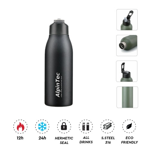 Θερμός ALPINTEC Fellow 600ml - μαύρο