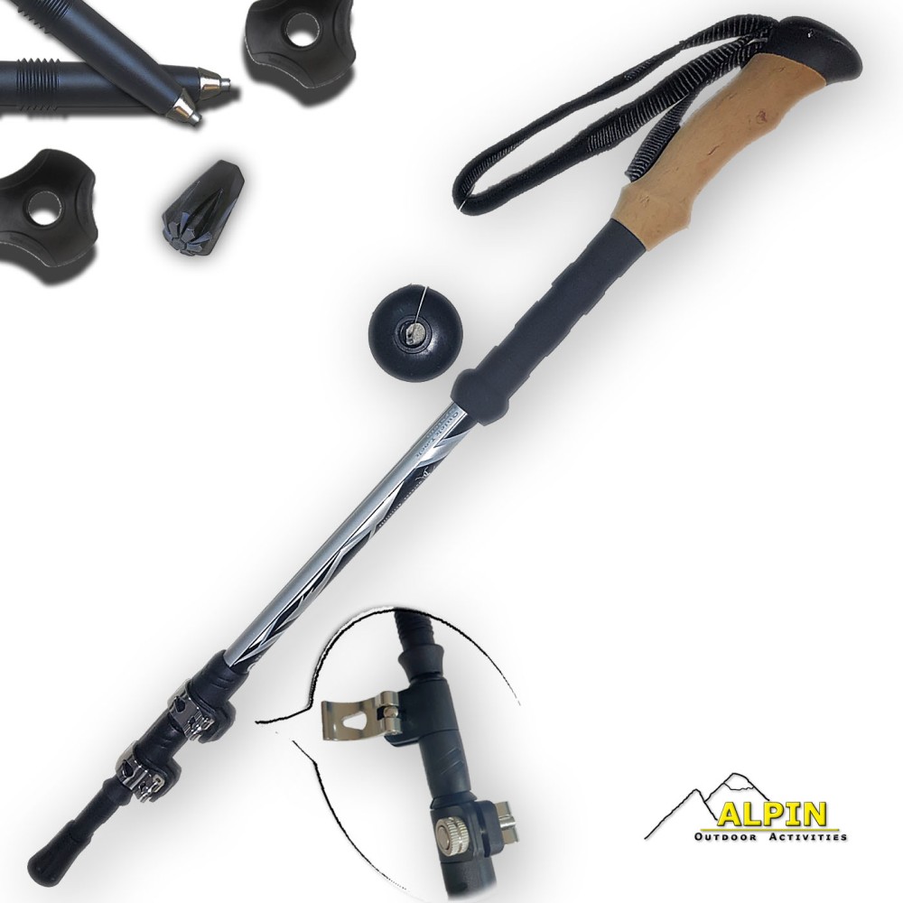 Μπατόν πεζοπορίας ALPIN TrailHunter II (ζεύγος) - λευκό / μαύρο