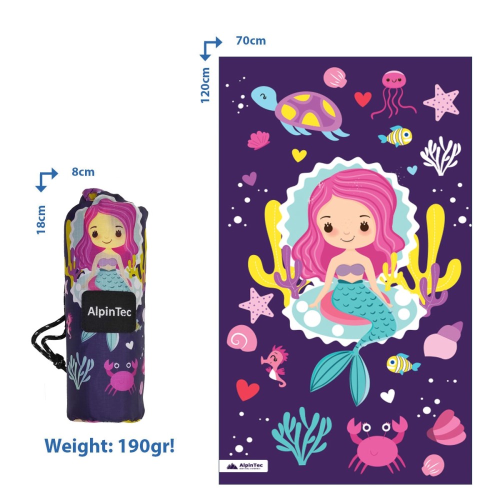 Πετσέτα ALPINTEC Microfiber DryFast Kids 70×120 - Mermaid