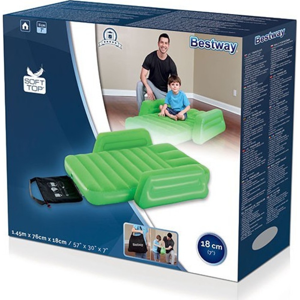 Bestway Φουσκωτό Στρώμα Ύπνου Παιδικό Μονό Lil' Traveller 145x76x18εκ. Πράσινο