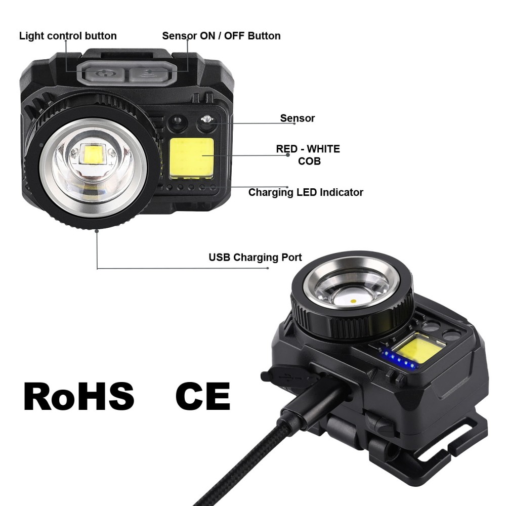 Φακος κεφαλης ALPIN 500Lm Focus Sensor Red/White Cob