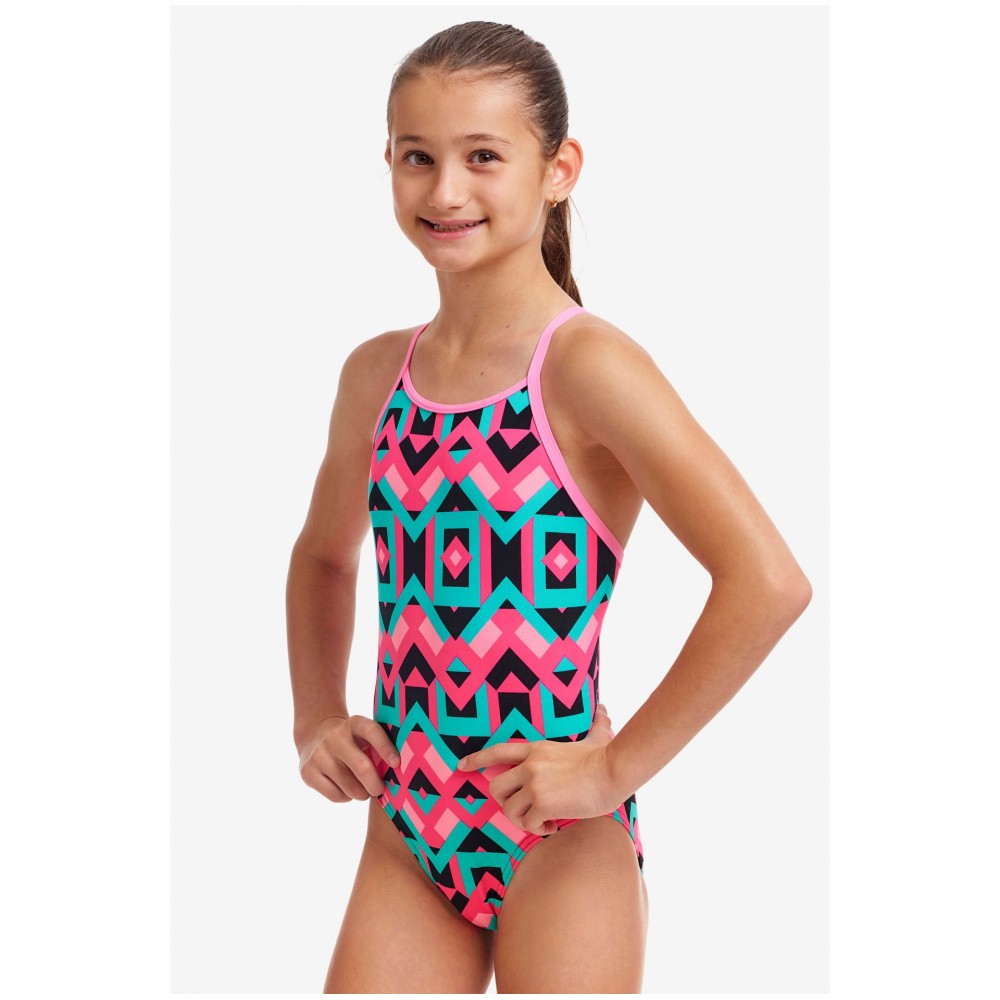 Παιδικό μαγιό ολόσωμο FUNKITA Girl's Diamond Back One Piece - Square Stare