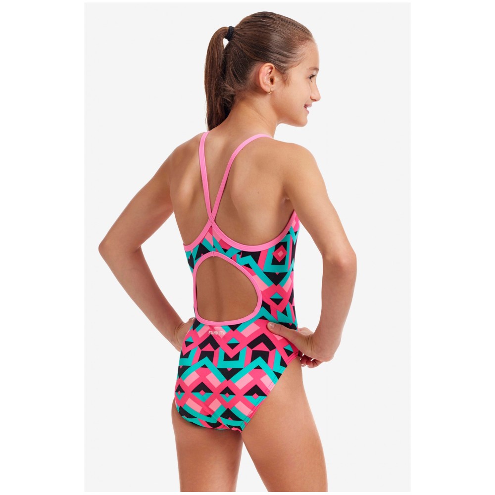 Παιδικό μαγιό ολόσωμο FUNKITA Girl's Diamond Back One Piece - Square Stare