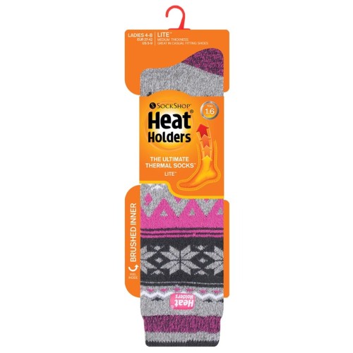 Γυναικείες κάλτσες HEAT HOLDERS Jacquard Long Lite - Grey/C.Fairisle