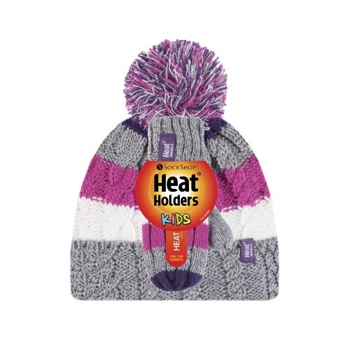 Σκούφος για κορίτσια HEAT HOLDERS turnover με pom pom & γάντια