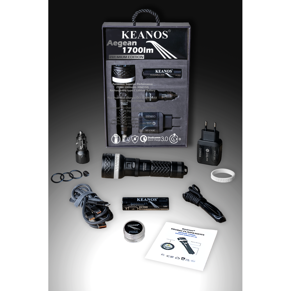 Keanos® Aegean Καταδυτικός Φακός 1700lm Premium Edition (V1.0)
