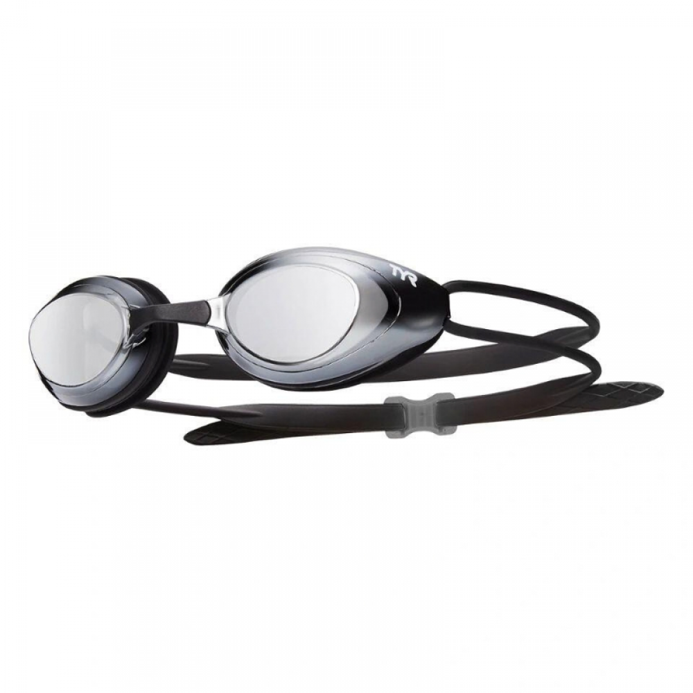 TYR ADULTS BLACK HAWK MIRRORED RACING GOGGLES //  SILVER METAL - SILVER BLACK