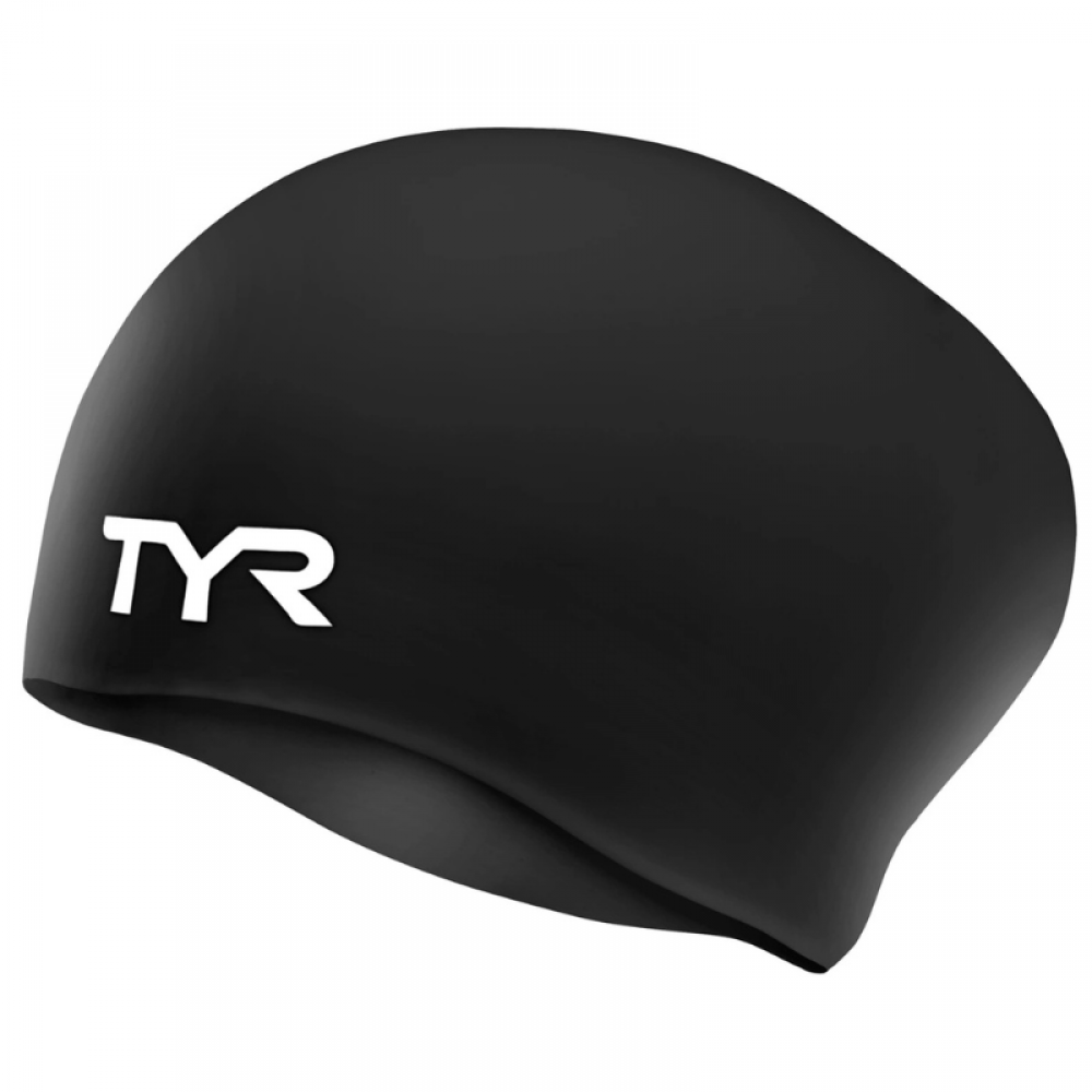 TYR ADULT SILICONE LONG HAIR WRINKLE-FREE SWIM CAP  // ΜΑΥΡΟ