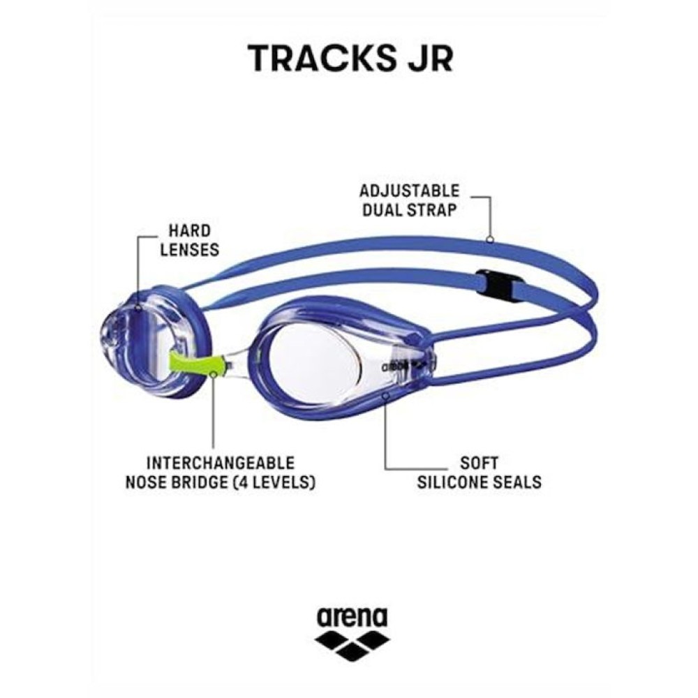 Arena Tracks Γυαλιά Κολύμβησης Παιδικά με Αντιθαμβωτικούς Φακούς // Blue-Blue