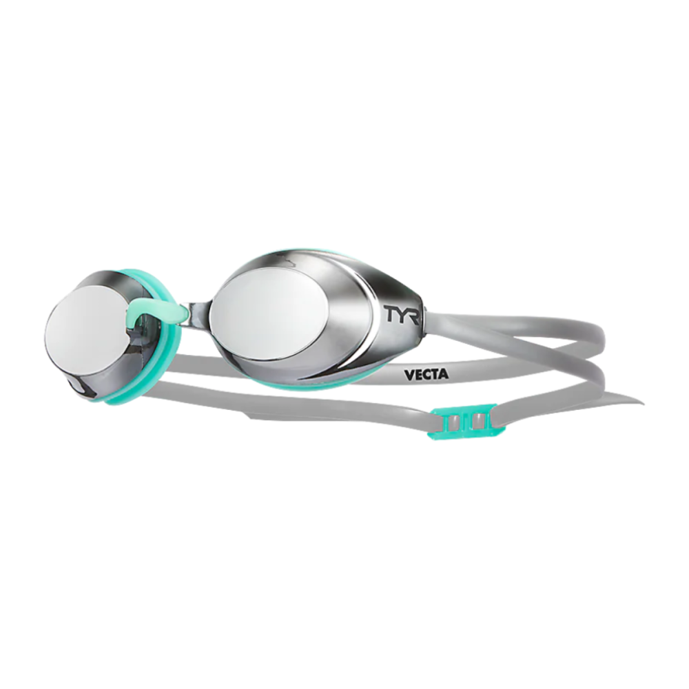 TYR ADULT VECTA MIRRORED RACING GOGGLES // SILVER-TEAL-GREY
