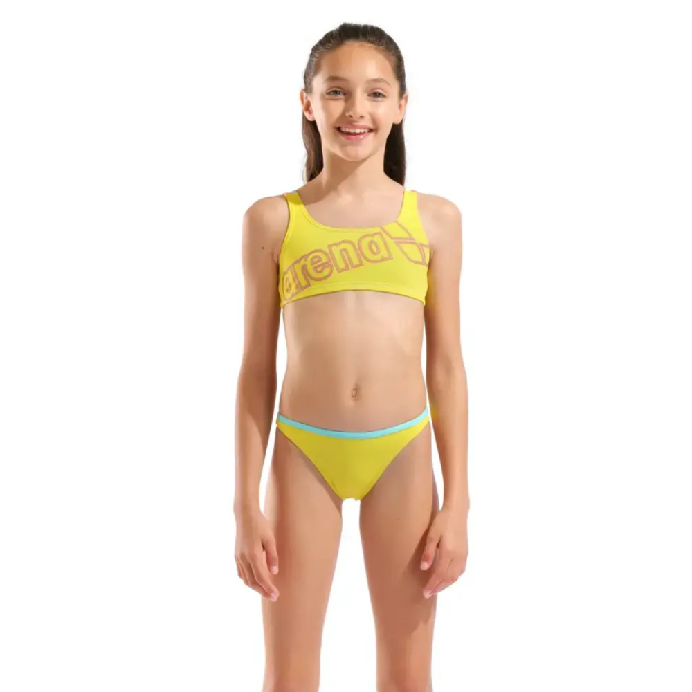 ΠΑΙΔΙΚΟ ΜΑΓΙΟ ARENA Girl'S Logo Swimsuit Two Pcs // Κίτρινο-Ροζ