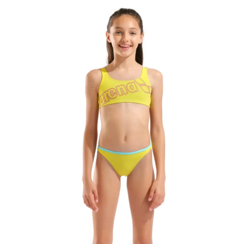 ΠΑΙΔΙΚΟ ΜΑΓΙΟ ARENA Girl'S Logo Swimsuit Two Pcs // Κίτρινο-Ροζ