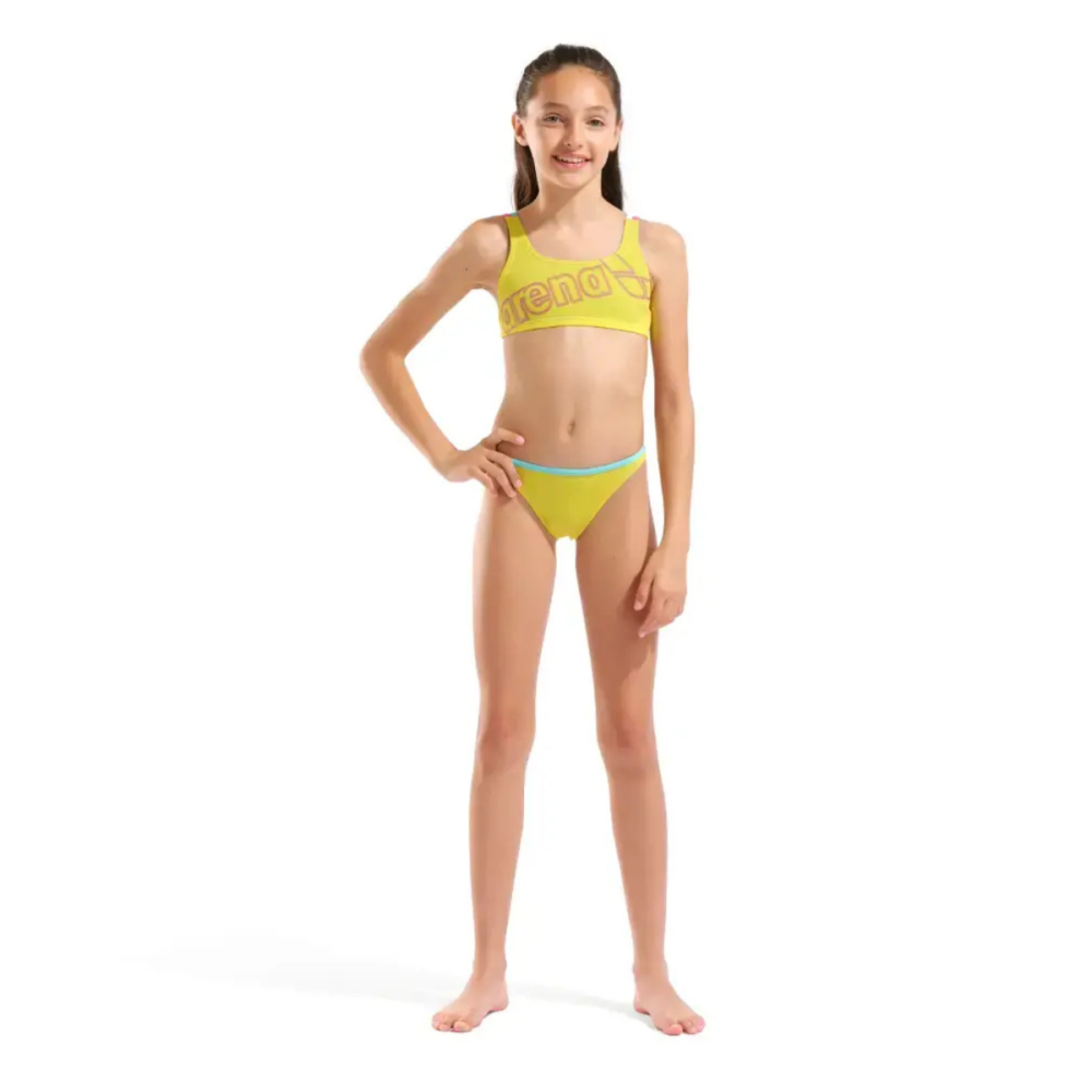 ΠΑΙΔΙΚΟ ΜΑΓΙΟ ARENA Girl'S Logo Swimsuit Two Pcs // Κίτρινο-Ροζ