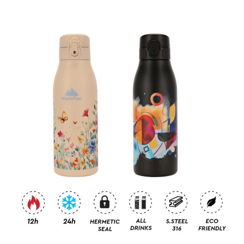 Θερμός ALPINTEC Fellow2 Print 600ml Abstract- μαύρο