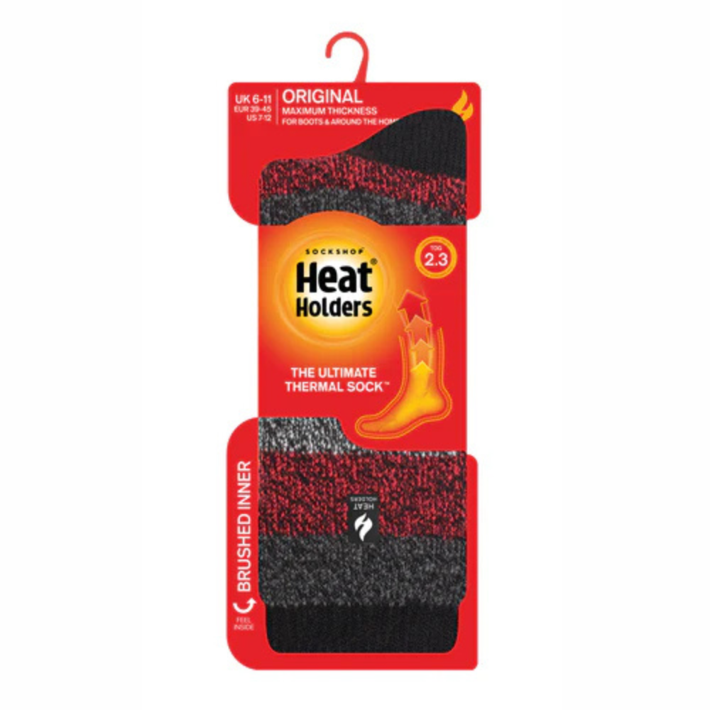Ανδρικές κάλτσες HEAT HOLDERS Original Milan Thick Twist Stripe Socks - Black & Red