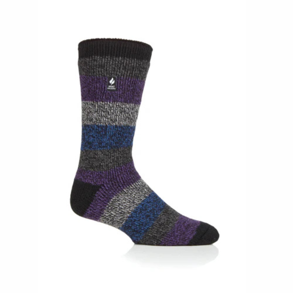 Ανδρικές κάλτσες HEAT HOLDERS Original Milan Thick Twist Stripe Socks - Black & Purple