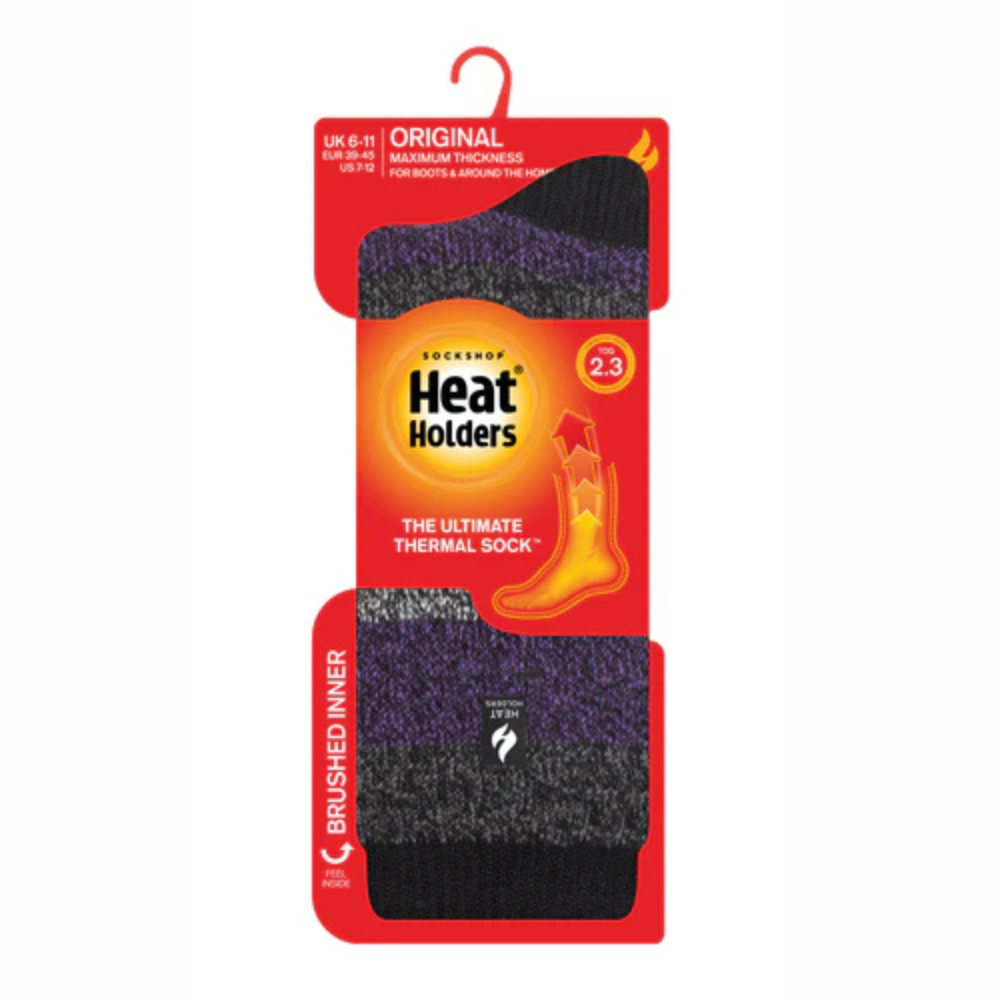 Ανδρικές κάλτσες HEAT HOLDERS Original Milan Thick Twist Stripe Socks - Black & Purple