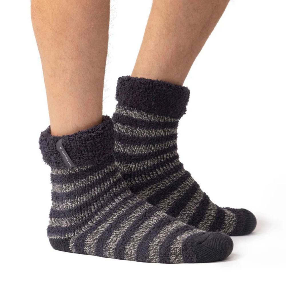 Ανδρικές κάλτσες HEAT HOLDERS Original Sleep Socks with Feather Turnover Top - Charcoal & Grey