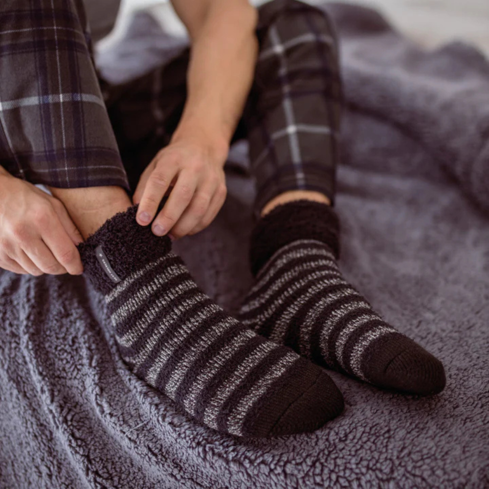 Ανδρικές κάλτσες HEAT HOLDERS Original Sleep Socks with Feather Turnover Top - Charcoal & Grey