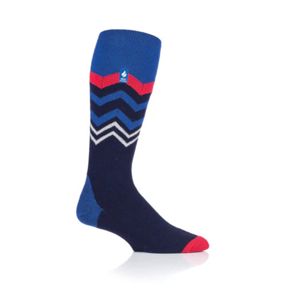 Ανδρικές κάλτσες HEAT HOLDERS Original Ultra Lite Long Ski & Snow Sports Socks - Navy Zig Zag