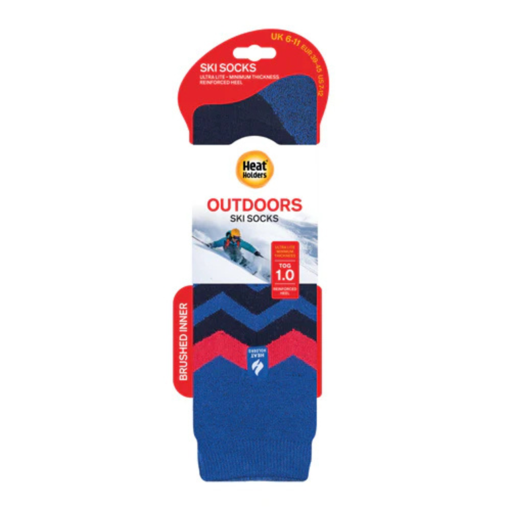 Ανδρικές κάλτσες HEAT HOLDERS Original Ultra Lite Long Ski & Snow Sports Socks - Navy Zig Zag